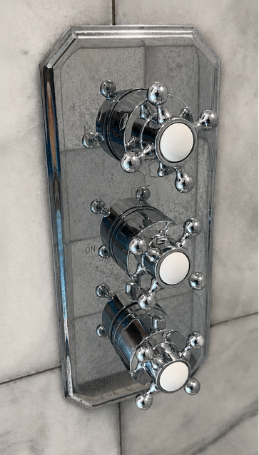 Before photo of a glass shower door
